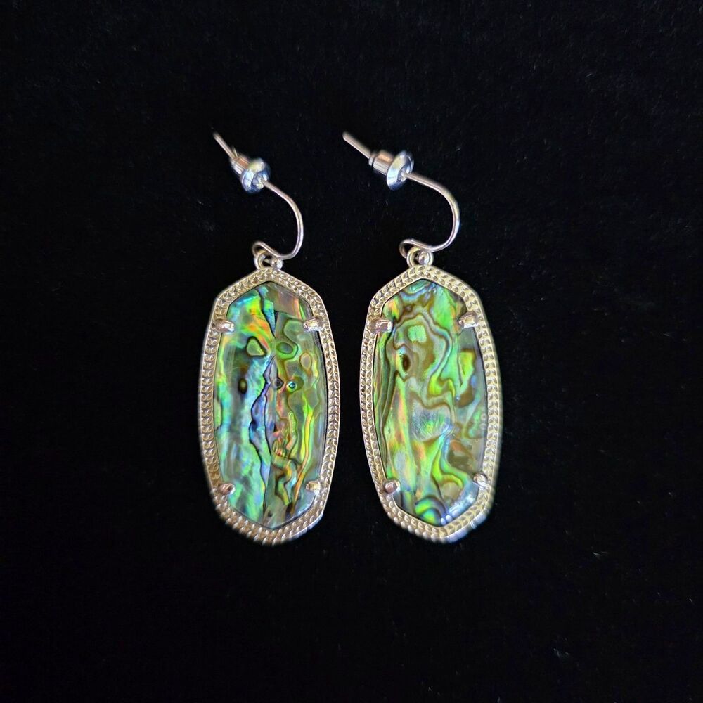 Kendra Scott Elle Silver Drop Earrings In Abalone Shell Colorful